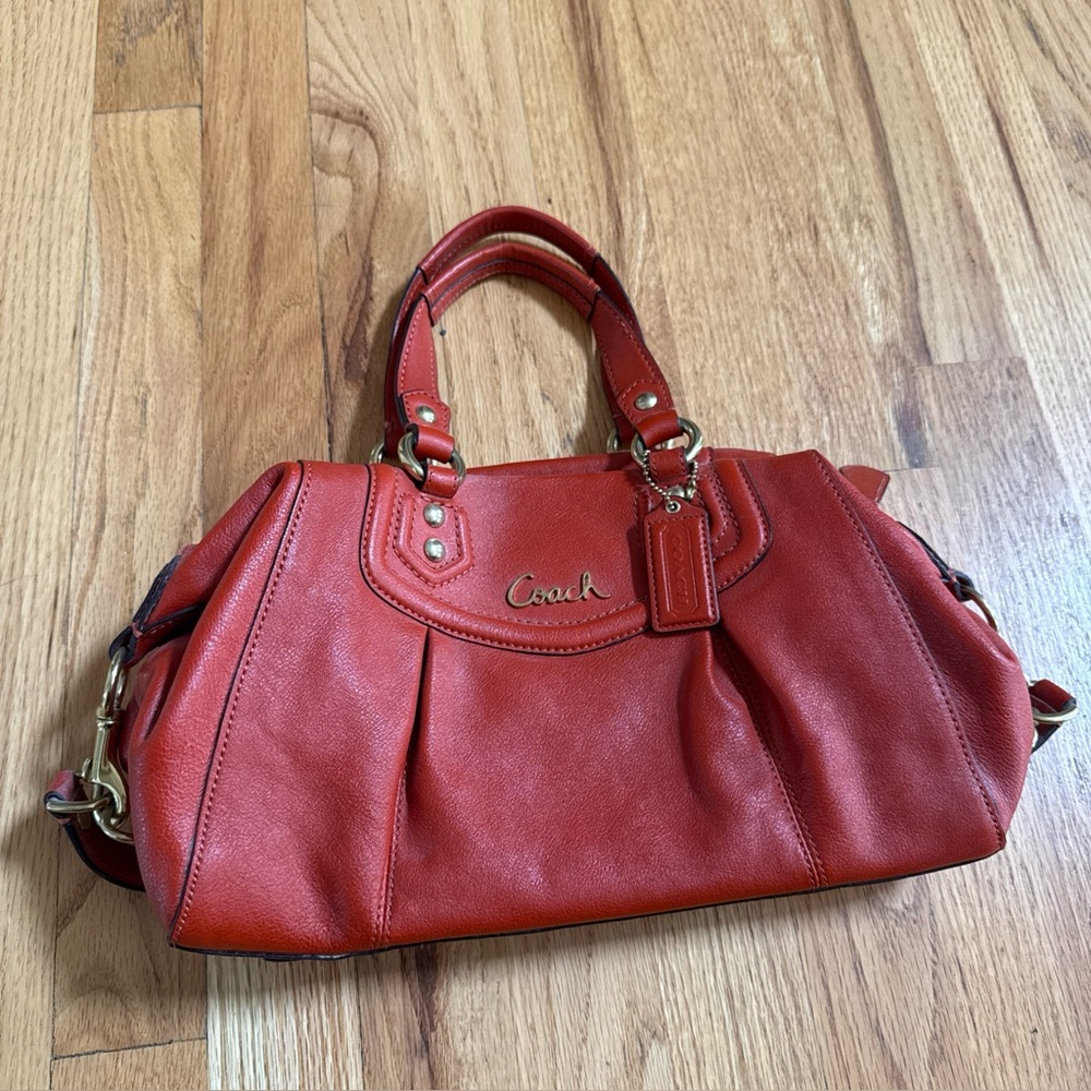 COACH Ashley Burnt Orange Leather Satchel Shoulder Bag 19247 EUC